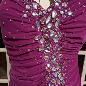 Deb rhinestone accent gown burgundy purple…